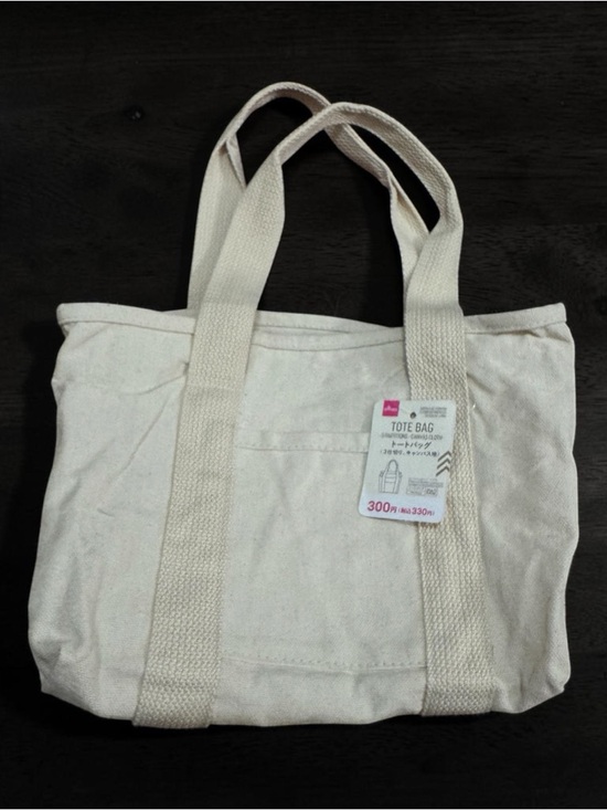 Handbags - Classic Cream Canvas Mini Tote Bag with Front Pocket